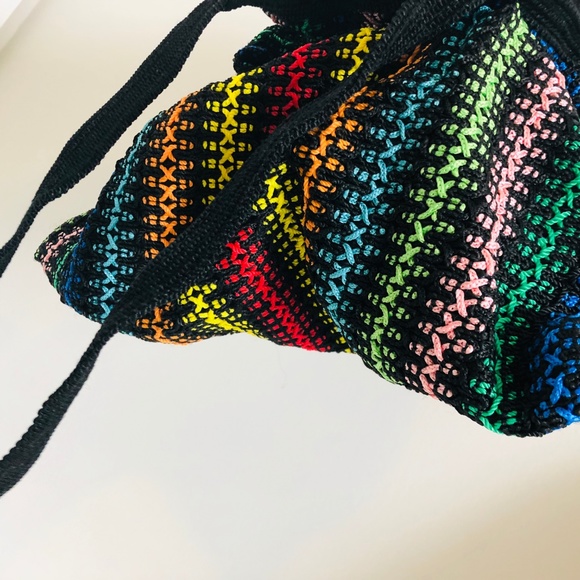 Multicolor Striped Rainbow Woven Shoulder Bag - Picture 4 of 4